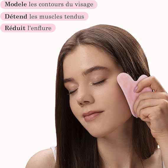 KIT DE MASSAGE VISAGE - PIERRE NATURELLE - ANTI AGE - ROULEUR ET PIERRE DE GUA SHA